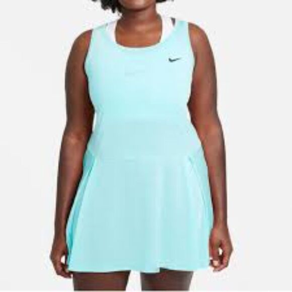 Nike Dri-Fit Court Advantage Tennis Dress Size 1X Plus Light Blue Mini - Picture 1 of 12